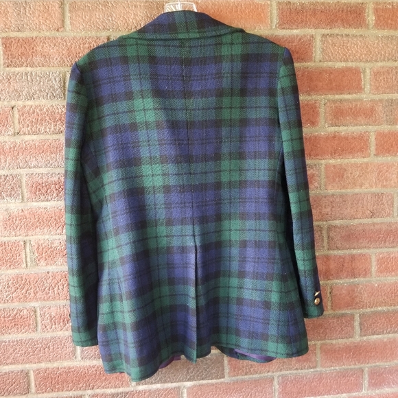 Green and Blue Plaid Women's Jacket - Picture 3 of 8